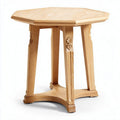Octagonal wooden side table with floral carvings 40 x 40 x 45cm