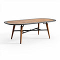 Wooden outdoor dining table with steel frame and oval shape 190 x 90 x 75cm