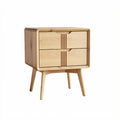 Wooden nightstand with open shelf and drawer 50 x 40 x 45cm in walnut finish