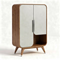 Wooden storage cabinet with two doors and open shelf 80 x 40 x 120cm