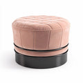 Velvet upholstered ottoman with metal base for living room decor 40 x 40 x 40cm