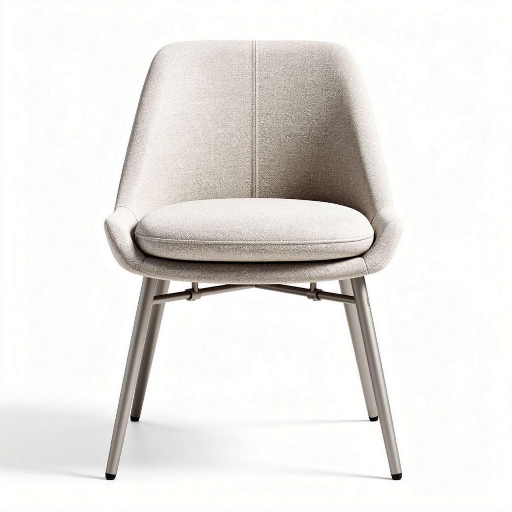 Upholstered lounge chair in light beige fabric with metal legs 45 x 50 x 80cm