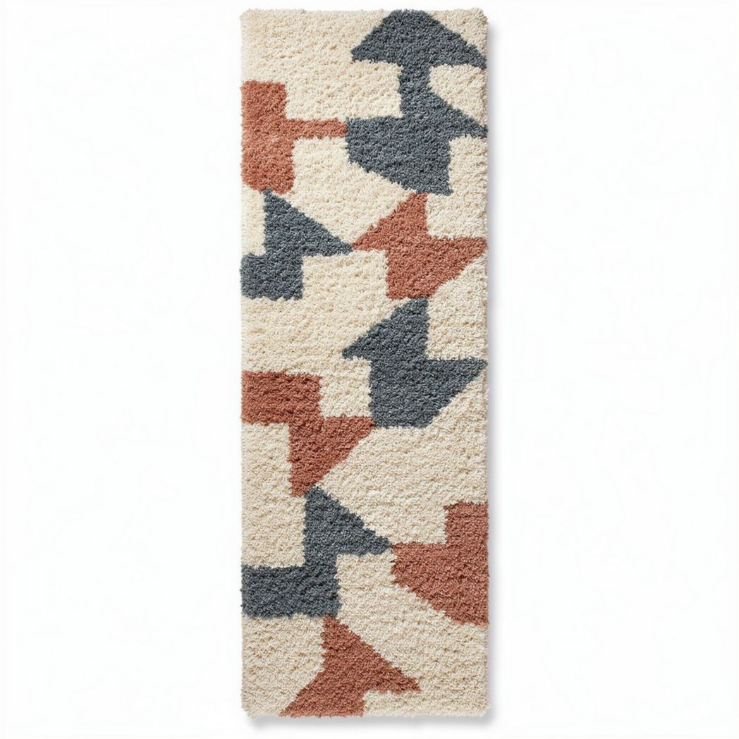 Geometric pattern area rug in multi-color design 150 x 60 x 2cm