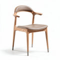 Wooden dining chair with black leather upholstery and sleek design 45 x 45 x 80cm
