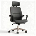 Ergonomic black office chair with adjustable headrest and swivel base