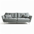Grey fabric sectional sofa with detachable cushions and chrome legs 210 x 85 x 85cm