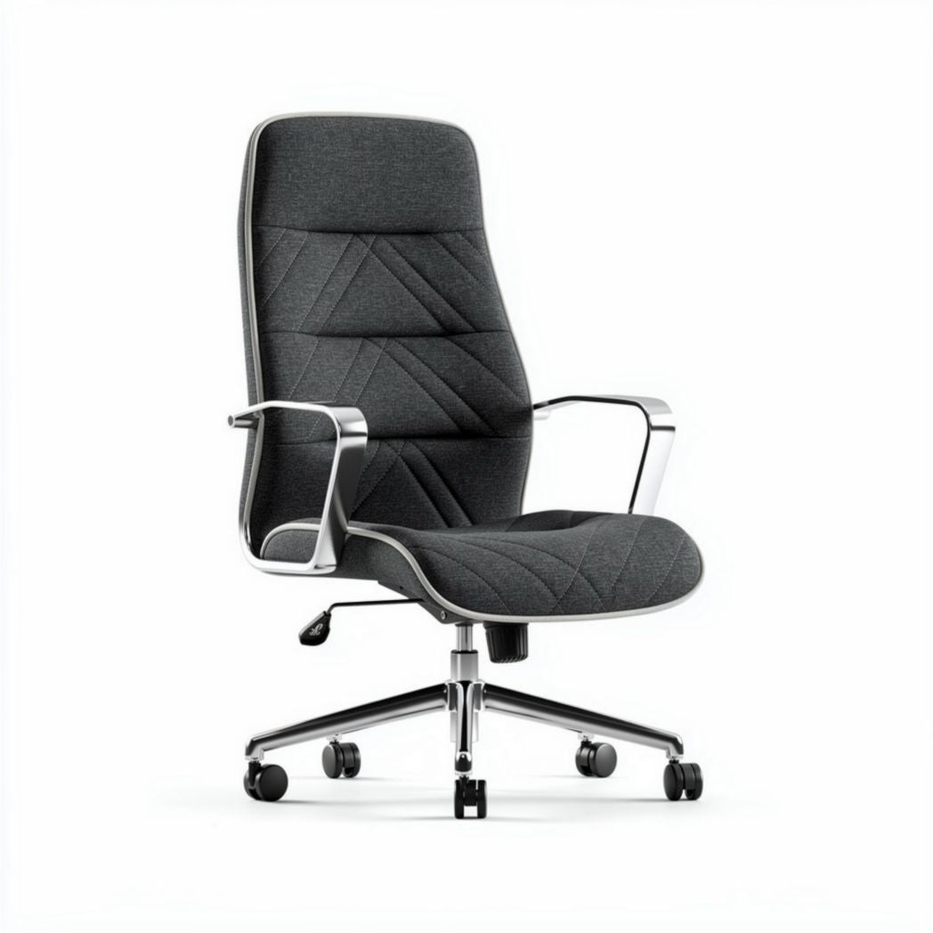 Leather office chair with adjustable height and swivel base black color