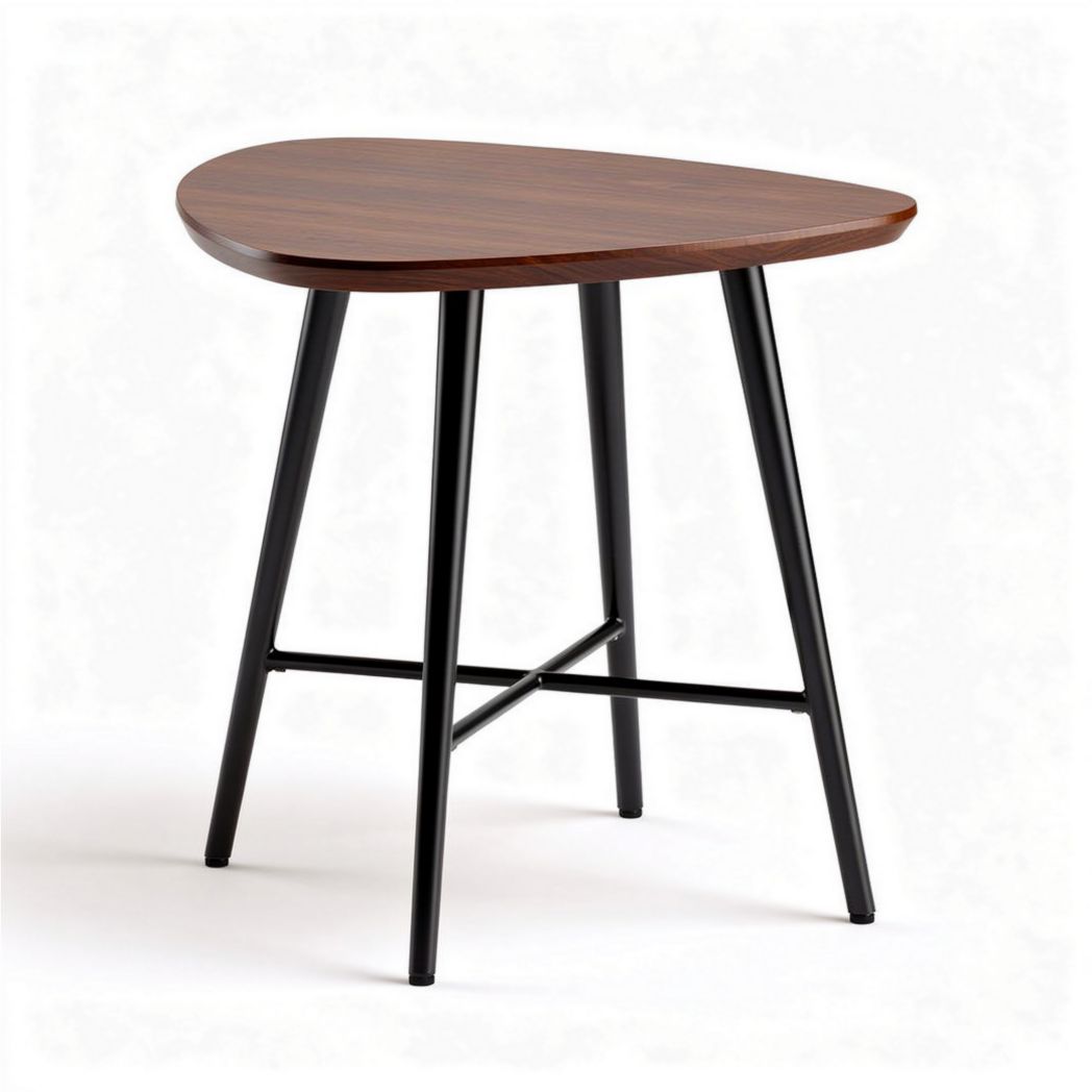 Walnut color side table with metal legs 50 x 40 x 75cm for living room