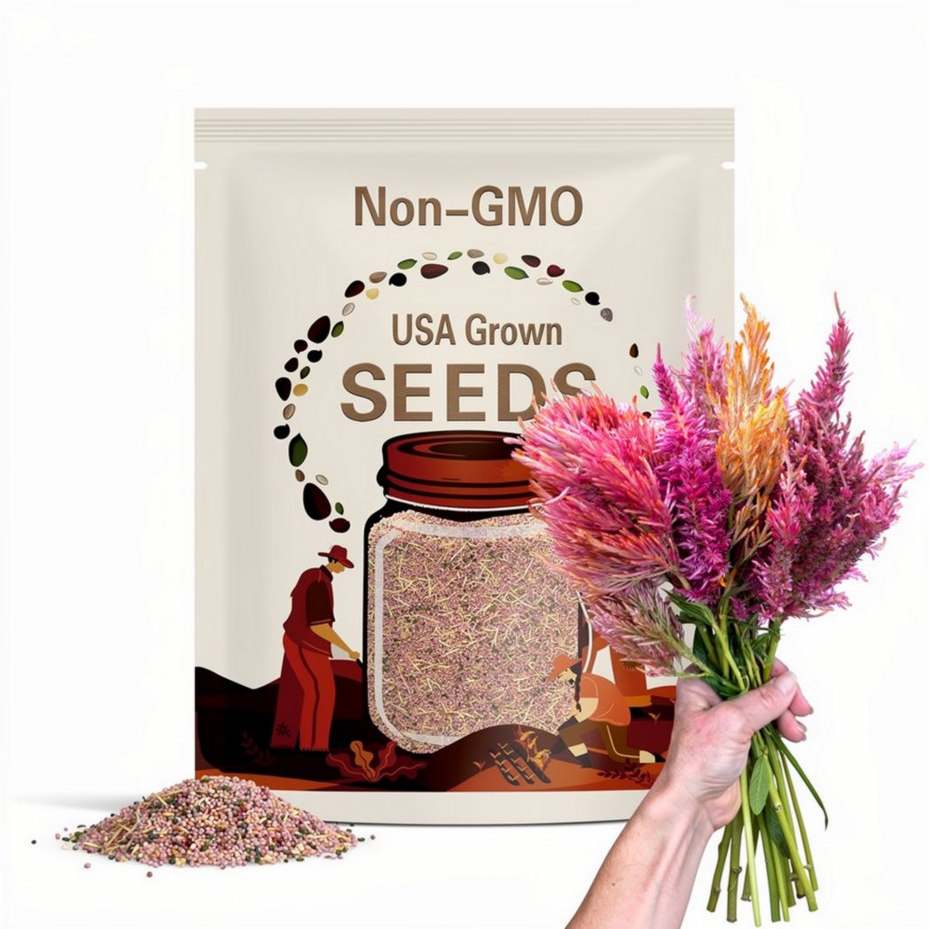 Spun Sugar Celosia Seeds, 50 Seeds for Pink and Peach Plume Celosia